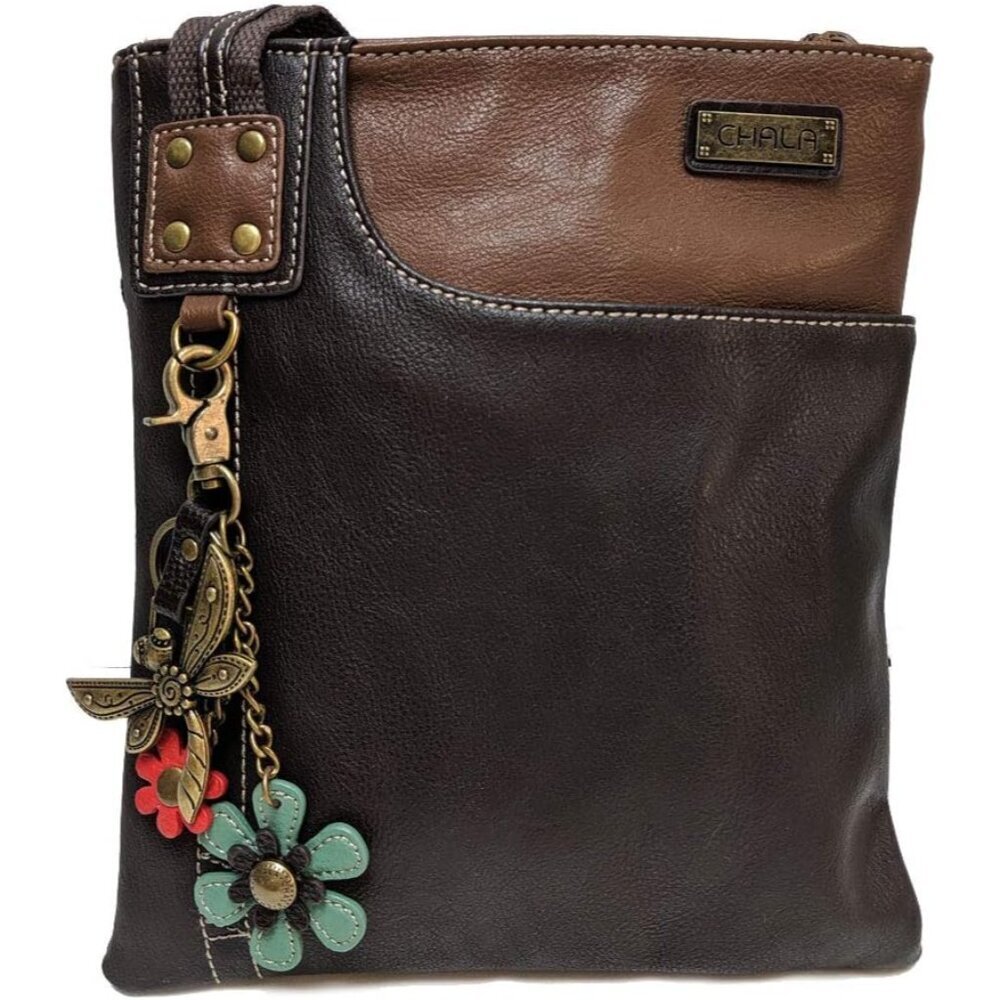 Crossbody Purse Vegan Leather Compact Slim with Detachable Charm Women